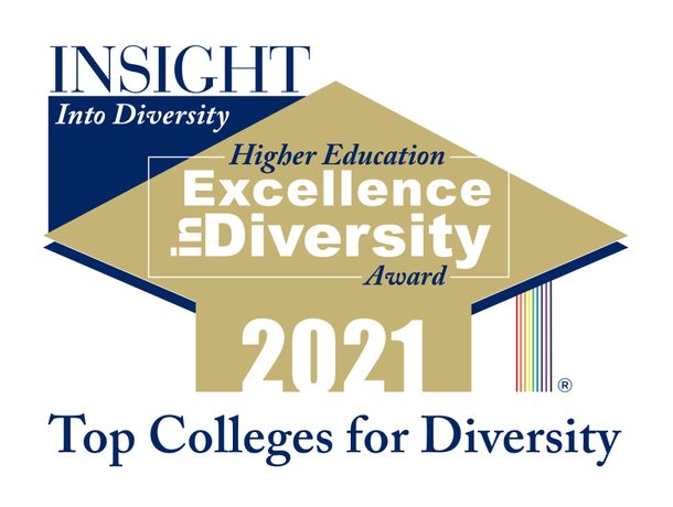 Image is logo for INSIGHT for Diversity Magazine's Higher Education Excellence in Diversity Award 2021 Top Colleges for Diversity
